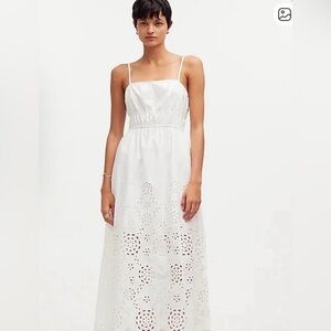 Madewell Embroidered White Tank Eyelet Midi Dress Poplin Size 00
